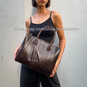 Brown Python Tote