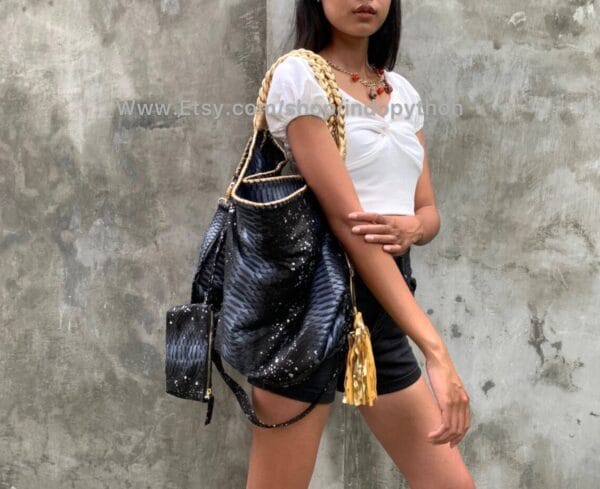 Classic Black Python Bag