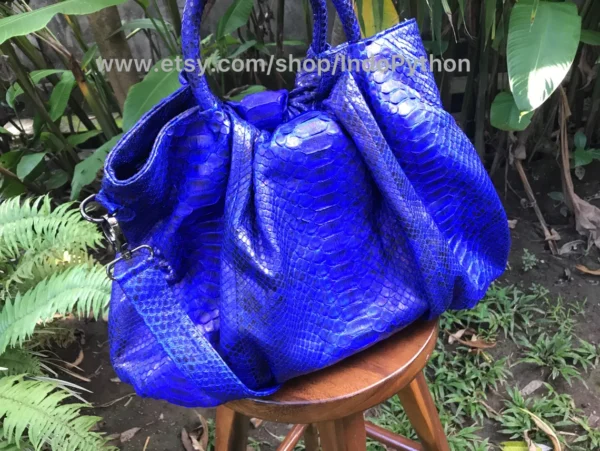 Electric Blue Python Hobo Bag