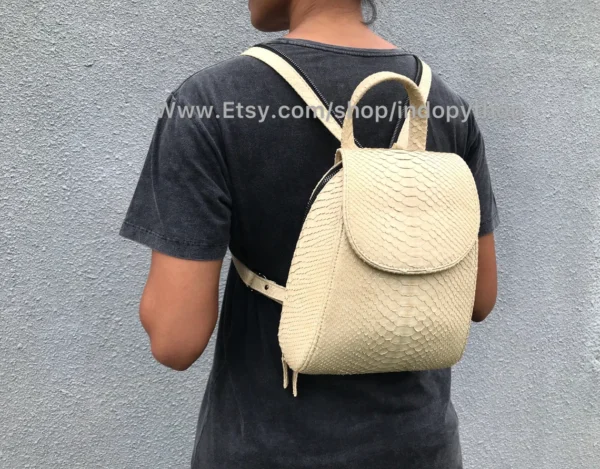 Elegant Beige Python Bag