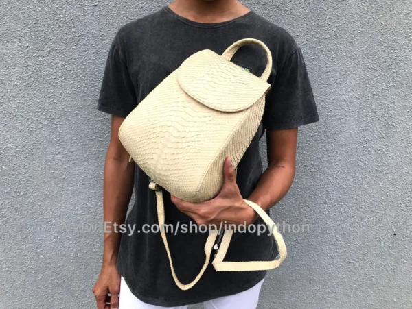 Elegant Beige Python Bag