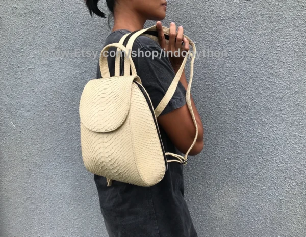 Elegant Beige Python Bag