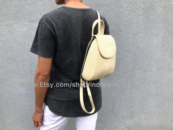 Elegant Beige Python Bag