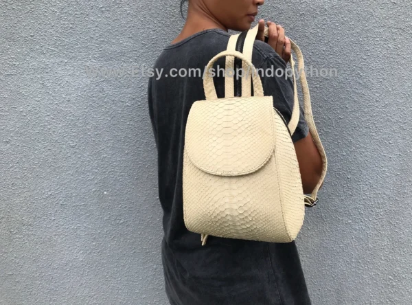 Elegant Beige Python Bag