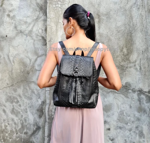 Elegant Black Python Backpack