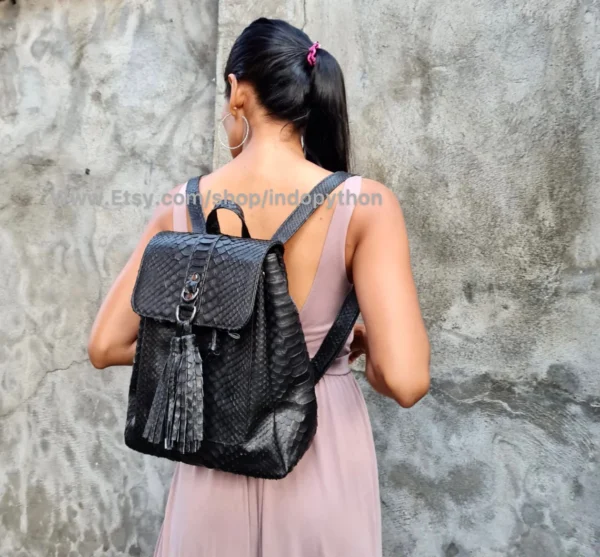 Elegant Black Python Backpack