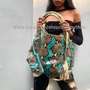 Elegant Blue Python Bag