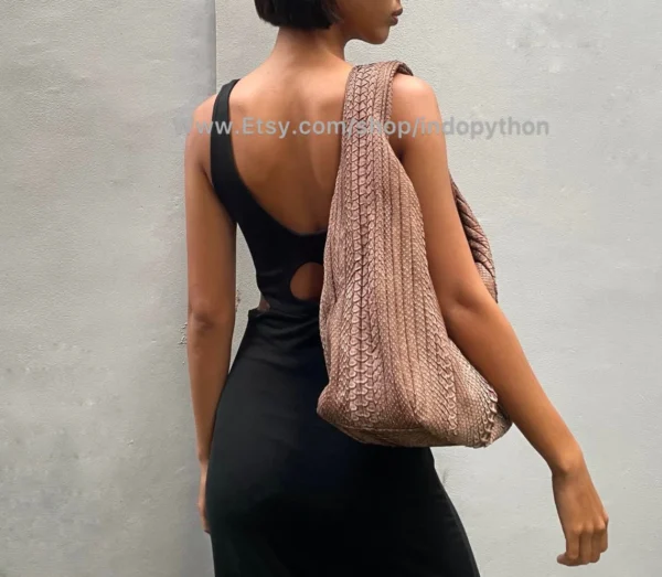 Elegant Brown Python Bag