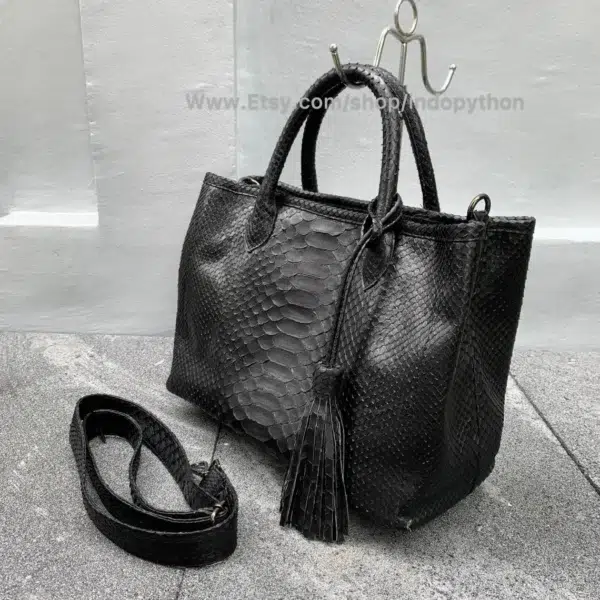 Exclusive Black Python Tote