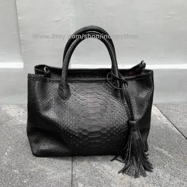 Exclusive Black Python Tote