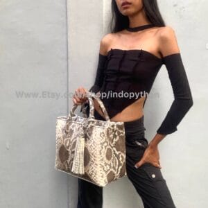 Exclusive Brown Python Tote