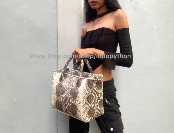 Exclusive Brown Python Tote