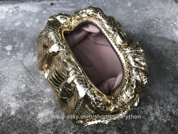 Exclusive Gold Python Cloud Bag