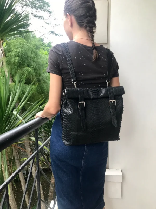 Exotic Black Python Backpack