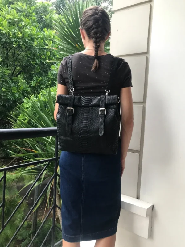 Exotic Black Python Backpack