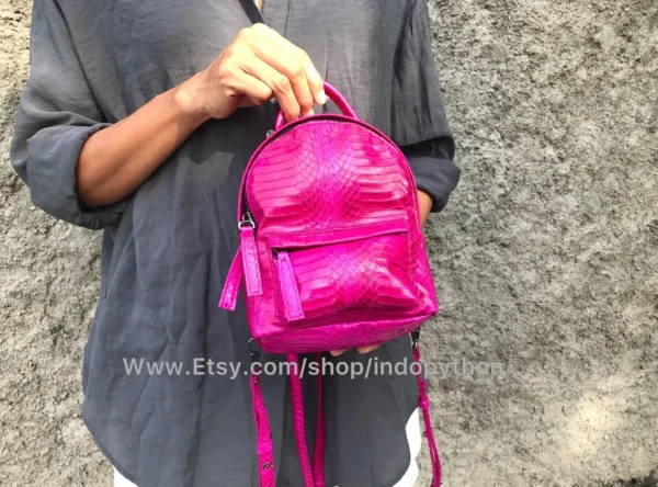 Fuchsia Pink Python Backpack