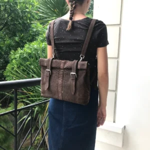Genuine Brown Python Backpack