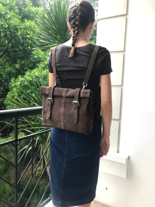 Genuine Brown Python Backpack