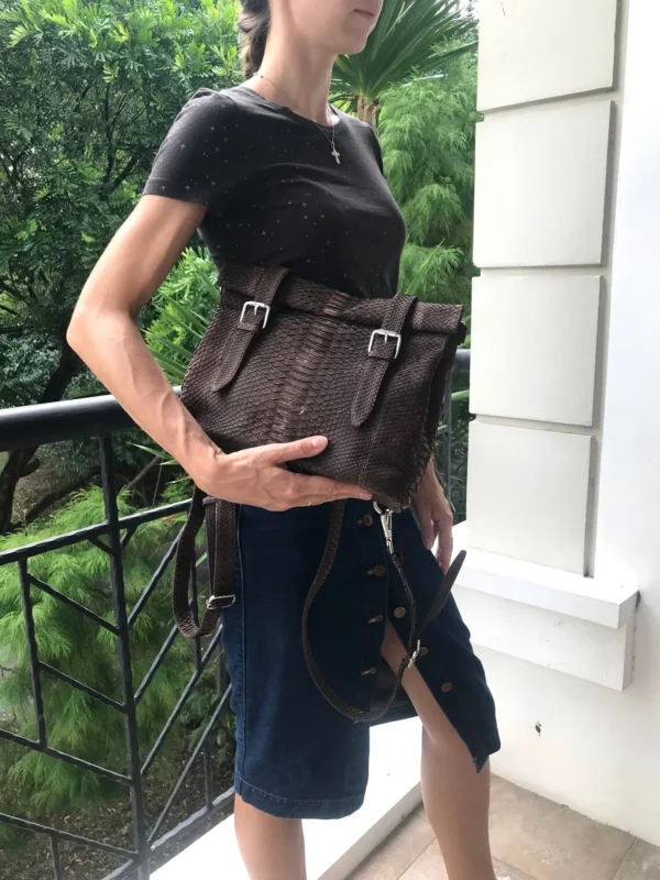 Genuine Brown Python Backpack