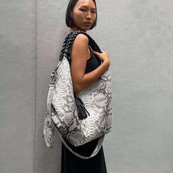 Custom Order Gray Black Handle Hobo