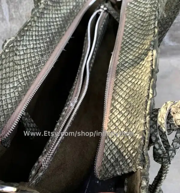 Gray Nubuck Python Tote