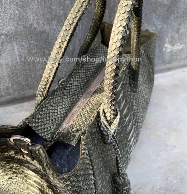 Gray Nubuck Python Tote