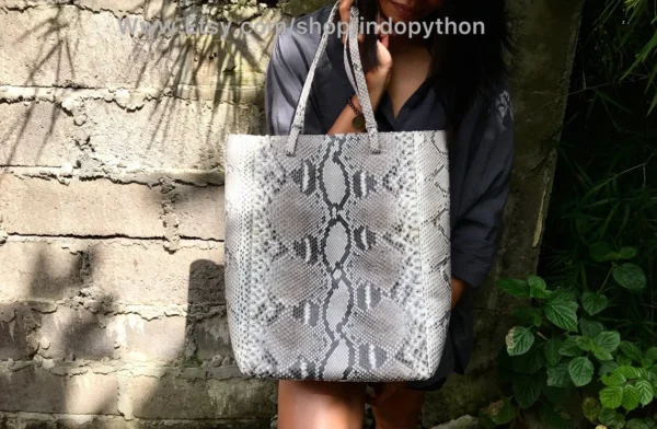 Gray Python Tote