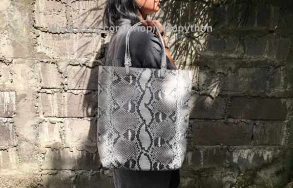 Gray Python Tote