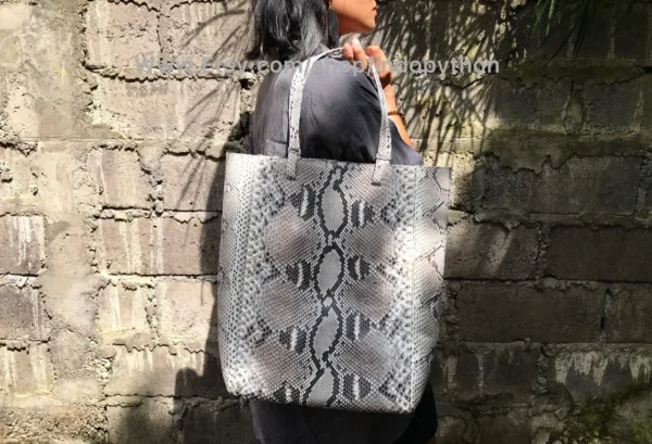 Gray Python Tote