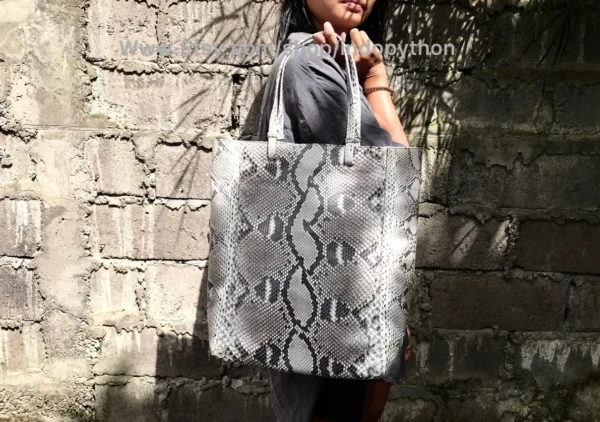 Gray Python Tote