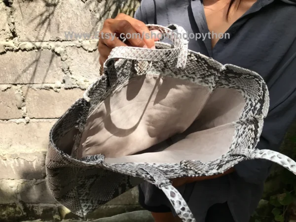 Gray Python Tote