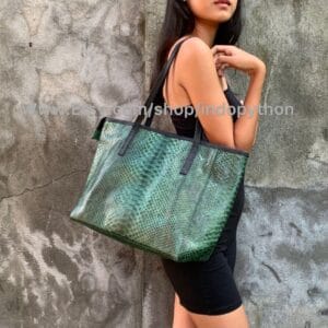 Green Black Python Handbag