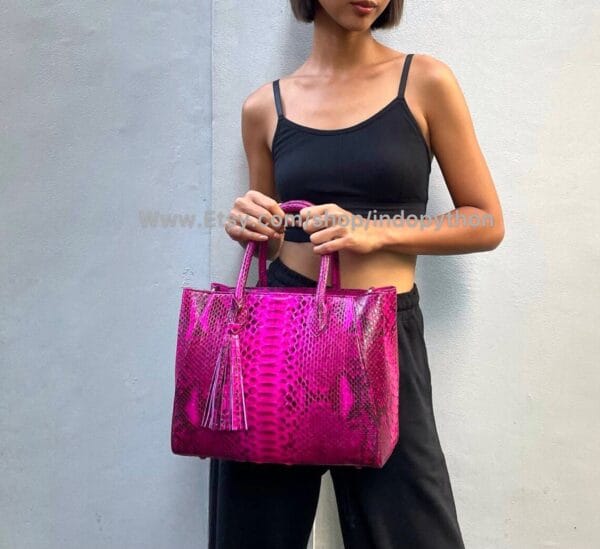 Hot Pink Python Tote