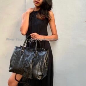Luxurious Black Python Tote