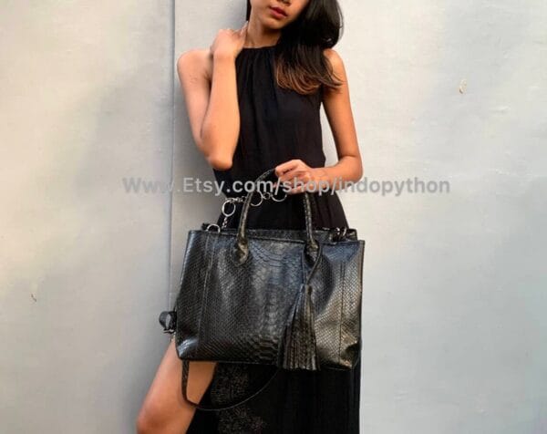 Luxurious Black Python Tote