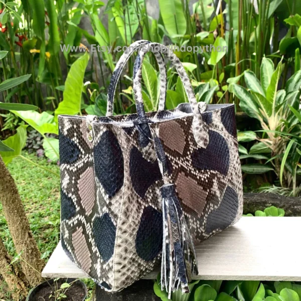 Luxurious Blue Python Tote Bag