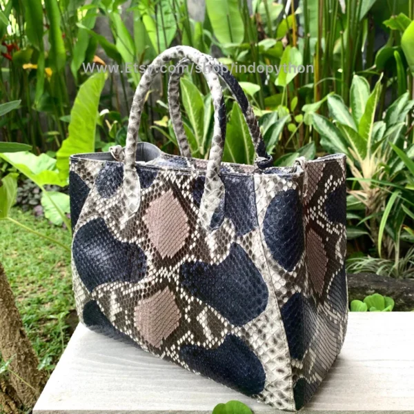 Luxurious Blue Python Tote Bag