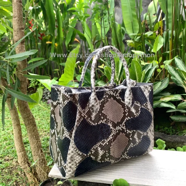 Luxurious Blue Python Tote Bag