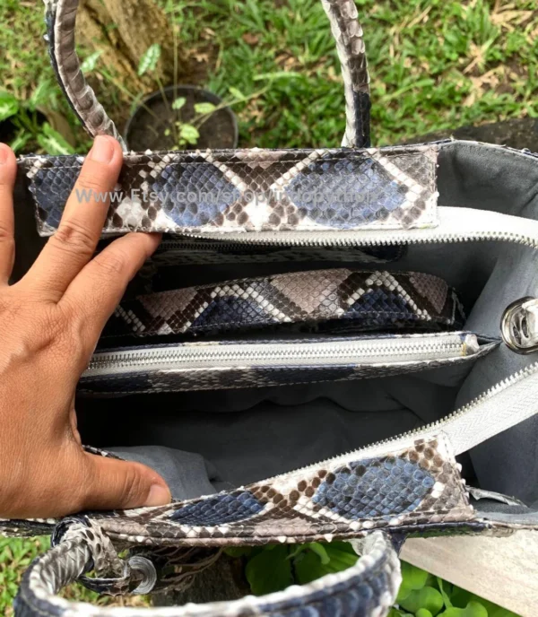 Luxurious Blue Python Tote Bag