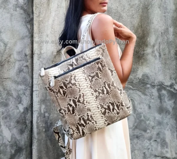 Luxury Python Leather Backpack