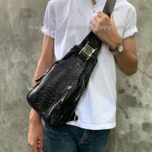 Men’s Black Python Sling Bag