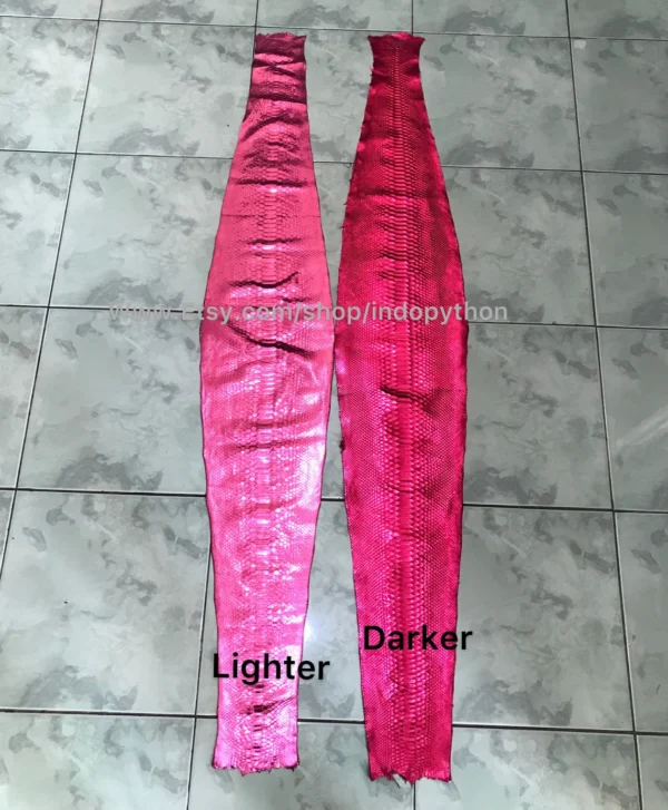 Metallic Darker Pink Python Leather