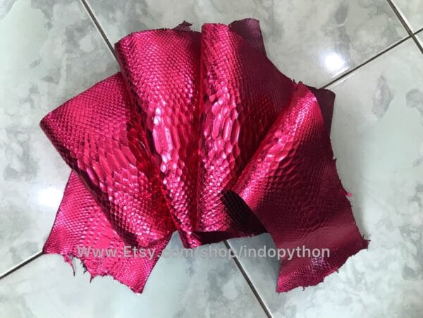 Metallic Darker Pink Python Leather