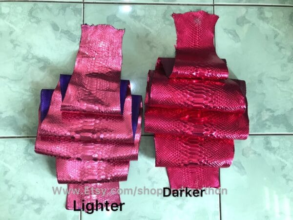 Metallic Darker Pink Python Leather