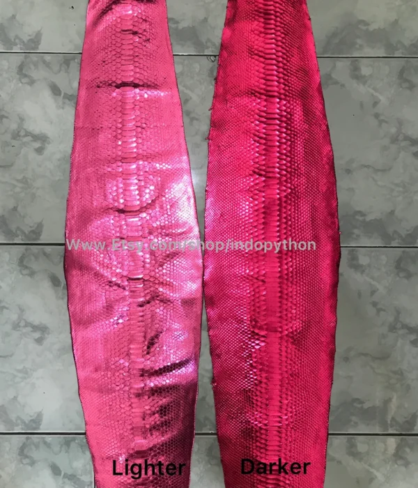 Metallic Darker Pink Python Leather