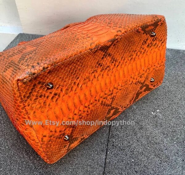 Orange Python Tote Bag