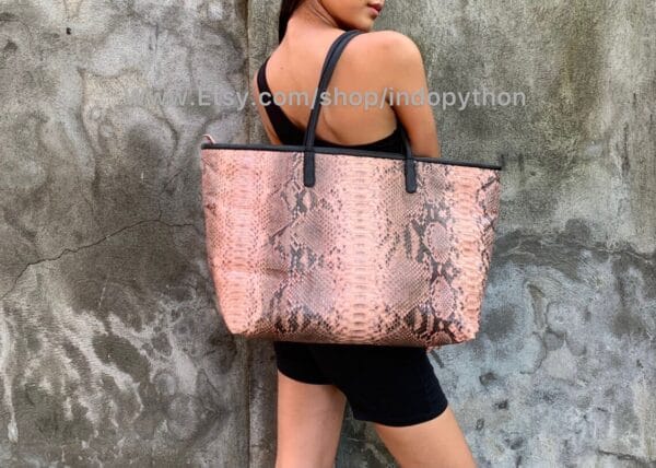 Pink & Black Python Handbag