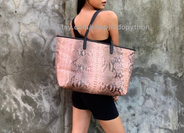 Pink & Black Python Handbag