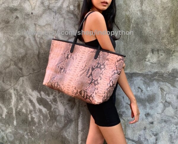 Pink & Black Python Handbag