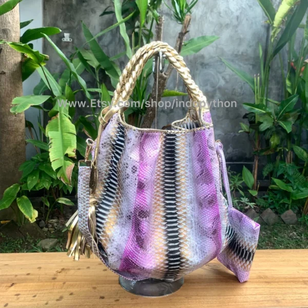 Pink Python Hobo Bag